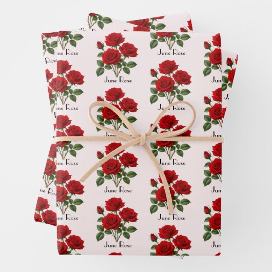 Juni-Rosen-Blumen Geschenkpapier Set (Beispiel)