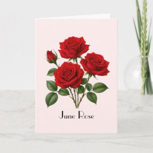 Juni-Rosen-Blumen-Grußkarte Karte