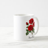 Juni-Rosen-Blumen Kaffeetasse (VorderseiteRechts)