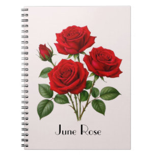 Juni-Rosen-Blumen  Notizblock