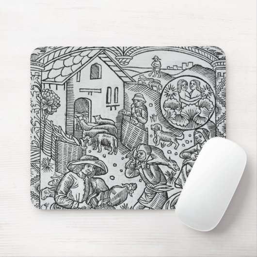 Juni, Schafscheren, Zwillinge Mousepad (Mit Mouse)