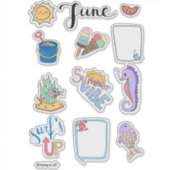 Juni-Stickerbogen – Sommerstart Aufkleber (Vorderseite)