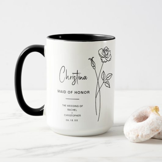 Juni-Trauzeugin | Rose Birth Blume Tasse (Mit Donut)