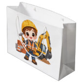 Junior-Bauarbeiter Große Geschenktüte (Rückseite Schrägansicht)