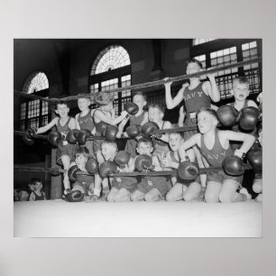 Junior-Boxen, 1939. Altes Foto Poster
