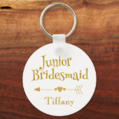 Junior Bridesmaid gibt Golden Schriftart Schlüsselanhänger (Vorderseite)