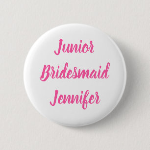 Junior Bridesmaid Pink Individuelle Name Geschenke Button