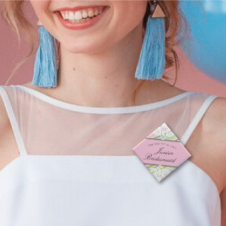 JUNIOR BRIDESMAID Sweet Garden Stripe Chic Wedding Button
