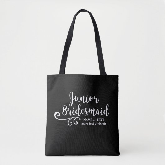 Junior Bridesmaid Tote Bag | Fun Chic White Script Tasche (Vorderseite)