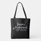 Junior Bridesmaid Tote Bag | Fun Chic White Script Tasche (Rückseite)