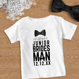 Junior Bridesman Bow Krawatte Brautparty Name Baby T-shirt