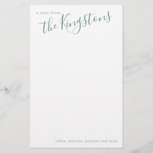 Junior Family Name Script Briefpapier (Vorderseite)