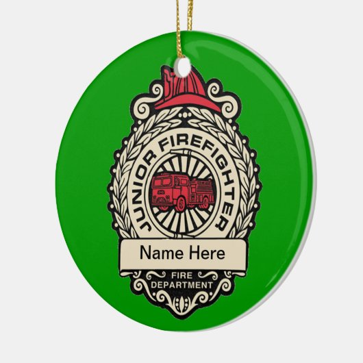 Junior Firefighter's Abzeichen Custom Keramik Ornament (Links)