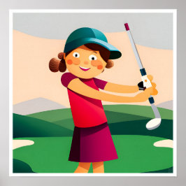 Junior Girls Golf Art Printing Poster