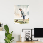 Junior Golfer - Golf Art Print Poster (Heimbüro)