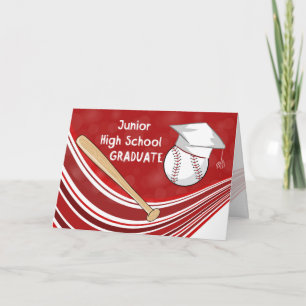 Junior High School Abschluss Baseball Bat und Hat Karte