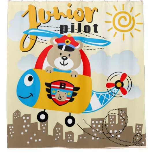 Junior-Pilot-Bär Duschvorhang (Vorderseite)