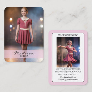 Junior Tanz Autogramm-Handelskarte Blassrosa Karte