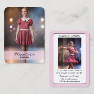 Junior Tanz Autogramm-Handelskarte Blassrosa Karte