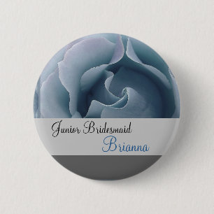JUNIORbrautjungfer Knopf mit BLAUER Rose Button