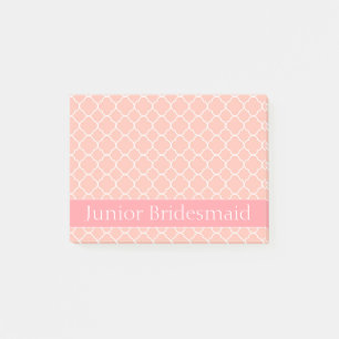Juniorbrautjungfern-Rosa und Weiß Post-it Klebezettel