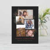 Juniper Foto Collage Black Feiertagskarte (Stehend Vorderseite)