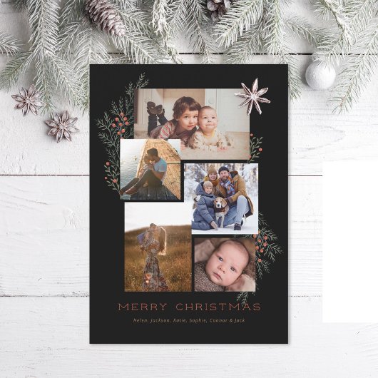 Juniper Foto Collage Black Feiertagskarte