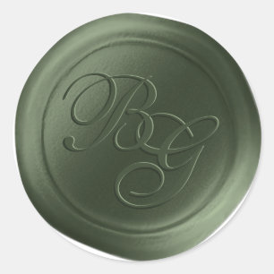 Juniper Green Double Monogram Wax Siegel Stickers