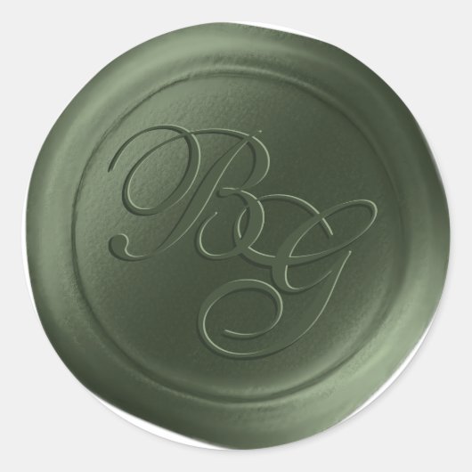 Juniper Green Double Monogram Wax Siegel Stickers (Vorderseite)