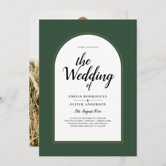 JUNIPER GREEN GOLD FOTO Wedding INVITE Einladung (Vorne/Hinten)