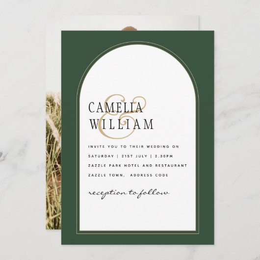 JUNIPER GREEN GOLD FOTO Wedding INVITE Einladung (Vorne/Hinten)
