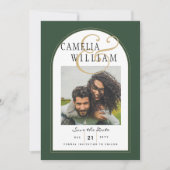 JUNIPER GREEN GOLD FOTO Wedding INVITE Einladung (Vorderseite)