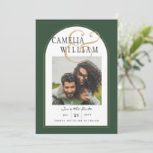JUNIPER GREEN GOLD FOTO Wedding INVITE Einladung (Stehend Vorderseite)