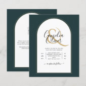 Juniper Green Gold Moderne Hochzeit INVITE QR Code (Vorne/Hinten)