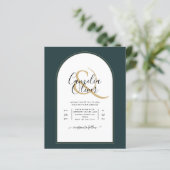 Juniper Green Gold Moderne Hochzeit INVITE QR Code (Stehend Vorderseite)