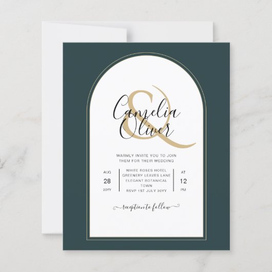 Juniper Green Gold Moderne Hochzeit INVITE QR Code (Vorderseite)