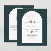 Juniper Green Gold Moderne Hochzeit INVITE QR Code (Vorne/Hinten)
