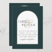 Juniper Green Gold Moderne Hochzeit INVITE QR Code Einladung (Vorne/Hinten)