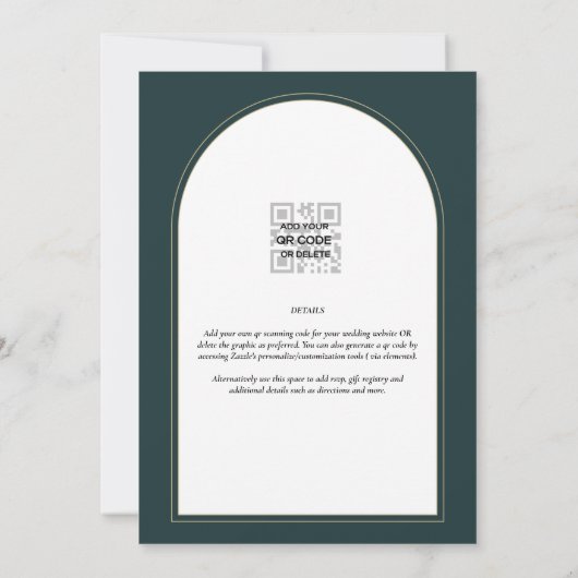 Juniper Green Gold Moderne Hochzeit INVITE QR Code Einladung (Rückseite)