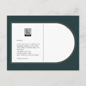 Juniper Green Gold Moderne Hochzeit INVITE QR Code Postkarte (Rückseite)