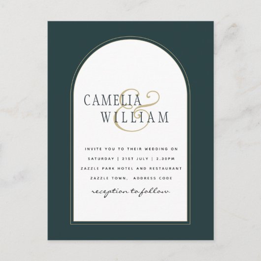 Juniper Green Gold Moderne Hochzeit INVITE QR Code Postkarte (Vorderseite)