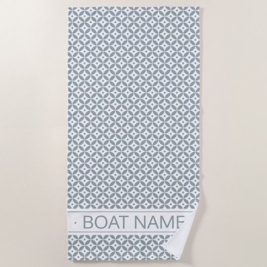 Juniper Green & White Hamptons Stil Personalisiert Strandtuch (Vorderseite)