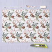 Juniper Pine Branches Cones Ilex Berries Seidenpapier (Handwerk)