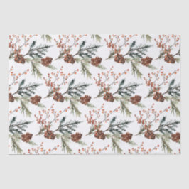 Juniper Pine Branches Cones Ilex Berries Seidenpapier