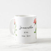 JUNIROSE GEBURTSBLUME MONATSNAME GESCHENK KAFFEETA KAFFEETASSE (Vorderseite Links)