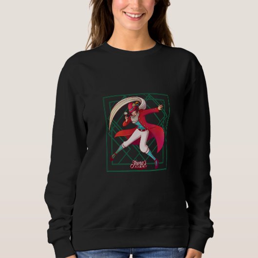 Juni's Journey Art Deco Illustration Green Sweatshirt (Vorderseite)