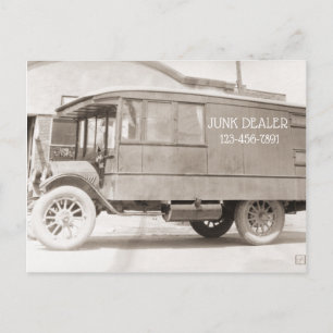Junk Dealer Antique Truck Monochrome Antiquitäten Postkarte