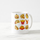 Junk Food Cartoons Fried Food Pizza Chicken Nugget Kaffeetasse (VorderseiteRechts)