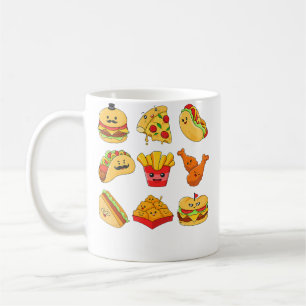 Junk Food Cartoons Frittiertes Essen Pizza Chicken Kaffeetasse