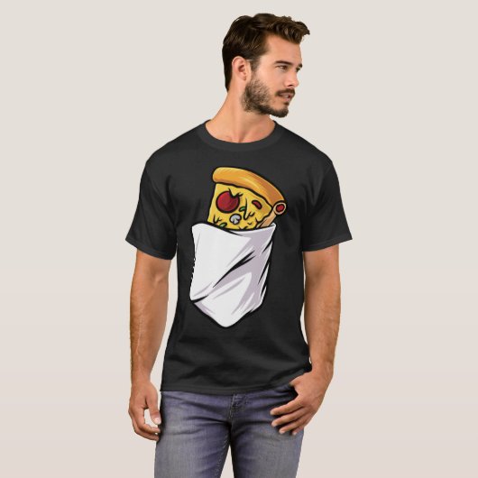 Junk Food Fast Food Pizza-Stück in einer Tasche T-Shirt (Vorne ganz)